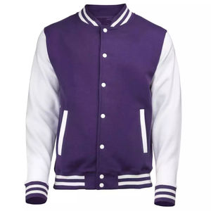 Chaqueta Varsity de Hombre, Estilo Urbano, Elegante, con Letras Bordadas, Cuerpo de Lana, Mangas de Cuero Genuino, Forro Polar, Alta Calidad, Nueva - Product Image 5