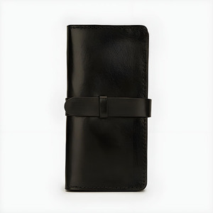 Portefeuille long classique noir pour homme en cuir véritable avec poche pour téléphone, fermeture éclair, emplacements pour cartes, compartiment pour billets et fenêtre pour carte d'identité - Product Image 1