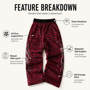 Pantalones Deportivos Anchos con Estampado de Leopardo Rojo Personalizados para Hombre, Estilo Y2K, Holgados, con Diseño Gráfico, Joggers Hip Hop, Pantalones Deportivos Sueltos - Product Image 6