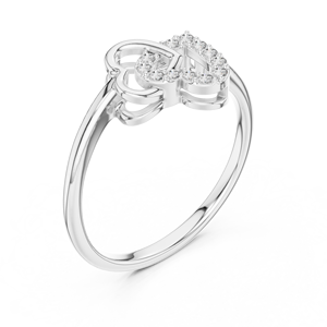 UNITY HEART Women's Lab Grown Diamond <b>Ring</b> Set 18KT White Gold Rhodium Plated Brilliant Cut Minimalist Engagement Party - Product Image 3