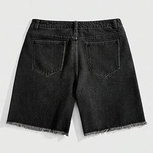 Short en jean décontracté coupe droite personnalisé pour hommes, nouveau style, couleur unie, avec strass, en gros, à vendre - Product Image 2