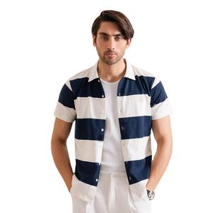 เสื้อโปโลกระดุมแถวเดียวสำหรับผู้ชายเสื้อโปโลกระดุมแถวเดียวพิมพ์ลายวินเทจ - Product Image 1