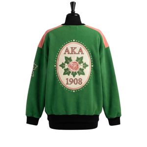 Sudadera Verde con Cuello Redondo para Mujer, Ivy Rose 1908, con Gráfico de Medallón, Manga Larga, Estilo Casual y Preppy - Product Image 6