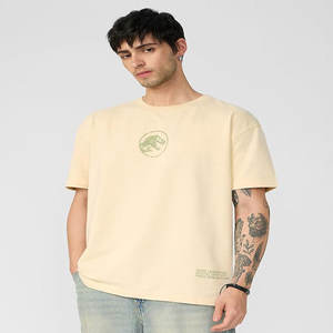 Camiseta Retro de Algodón de 230g con Hombros Descubiertos para Hombre y Mujer, Manga Corta, Estilo Holgado, Prenda Exterior con Diseño Liso - Product Image 2