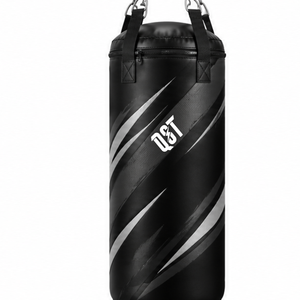 Saco de Boxeo QST al por Mayor, Negro y Rojo, de Cuero PU, Relleno de Arena, Saco Pesado con Logotipo Personalizado para Práctica de Artes Marciales - Product Image 1