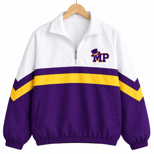 Veste coupe-vent légère pour homme, idéale pour le football et la course, avec fermeture éclair courte, en polyester, coupe-vent, pull sportif, broderie d'équipe - Product Image 2