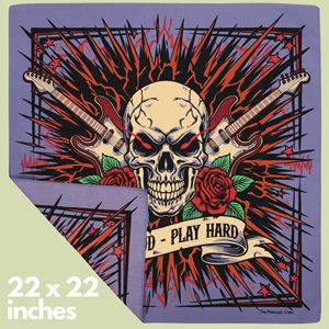 Pañuelo Cuadrado Estilo Punk con Diseño de Calavera y Guitarra, Impresión Digital, 100% Algodón, Suave para la Piel, Secado Rápido, Duradero, para las Cuatro Estaciones - Product Image 6