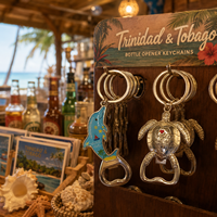 Porte-clés décapsuleur hippocampe en alliage émaillé, souvenir océanique de Trinité-et-Tobago, vente en gros