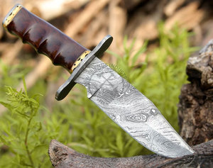 Nouvelle édition – Couteau de chasse et de survie Bowie ambidextre en acier Damas 1095 à haute teneur en carbone et alliage 15N20, lame fixe de 6 pouces, manche en bois de rose - Product Image 1
