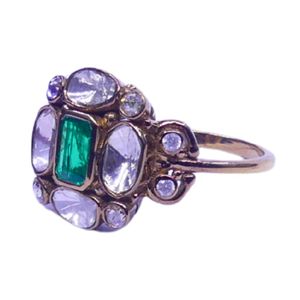 ทองคำชุบ 14K หรูหรา คลาสสิก ทรงช่องฝังเพชรทรงเหลี่ยมเจียระไนแบบบริลเลียนท์ มรกต สำหรับทั้งชายและหญิง ของขวัญหมั้น แต่งงาน ครบรอบ ประดับอัญมณี - Product Image 4