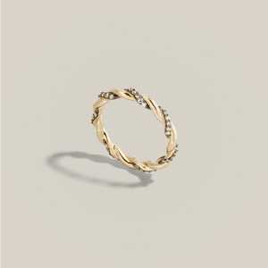 Custom 10K 14K 18K Yellow White Rose Gold Pave Set Round Lab Diamond Twist Rope Eternity Band <b>Stacking</b> Matching <b>Ring</b> Wholesale - Product Image 5