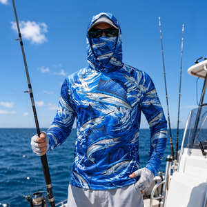 Sudadera con capucha de pesca personalizada de 140 g/m², ligera, de poliéster, con máscara, para marcas de etiqueta privada. - Product Image 6