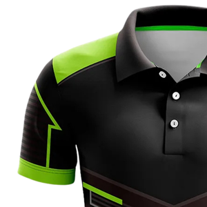 Maillot de cricket pour hommes noir et vert citron, sublimation, manches courtes, uniforme d'équipe, tenue de match, entraînement sportif, performance athlétique - Product Image 3