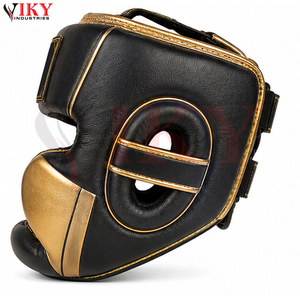 Protège-tête noir doré en cuir PU souple, léger et sûr, parfait pour tous les niveaux de boxe, protège-bouche confortable et large - Product Image 3