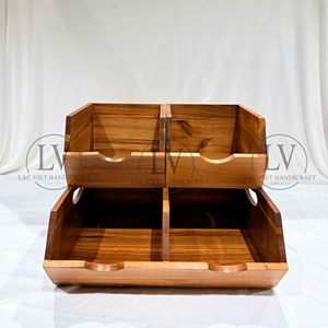 Eco-Friendly Bamboo <b>Basket</b>, Set Of 4 <b>Stackable</b> Storage <b>Basket</b>, Open Front Kitchen, Fruits, Veg, Snack Organiser Made In Vietnam - Product Image 5