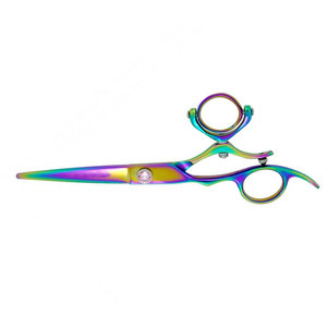 Ciseaux de coiffure professionnels multicolores pour droitiers, à lame pivotante et pointe affûtée, manche moyen, sans dents, qualité supérieure, fabrication allemande - Product Image 4