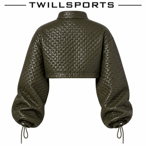 2026 Autumn Women's Stand Collar Quilted PU Jacket Coat Long Sleeve <b>Zipper</b> with Cool Lapel Leather Breathable Casual Short Jack - Product Image 2