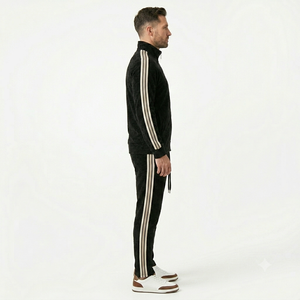 Autumn Winter Men's Two-Piece Set New Fashion Casual Sports Jacket Straight-Leg <b>Pants</b> Stand Collar Cardigan Solid Lightweight - Product Image 4