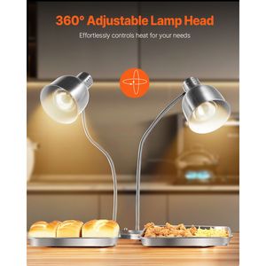 Lampada Riscaldante per Alimenti Commerciale da 500W con 2 Teste e Struttura in Acciaio Inossidabile - Controllo Manuale della Temperatura - Product Image 3