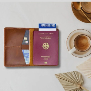 Genuine Leather Travel Passport Organizer RFID Wallet Multiple <b>Card</b> Slots Luggage Tag Custom Logo Personalized Branding for sale - Product Image 2