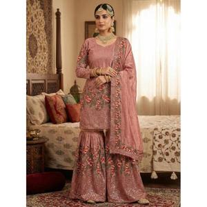 <b>Presenting</b> New <b>Eid</b> Collection In Pure Silk With Heavy Embroidery Sequence Work Top-Bottom And Dupatta Set Fully Stitched - Product Image 1
