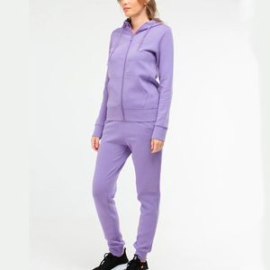 Conjunto Deportivo de Felpa de Algodón Color Lavanda para Mujer, Sudadera con Cremallera Completa y Pantalones Jogger, 2 Piezas, Fabricante Mayorista, Ropa de Invierno Personalizada - Product Image 4