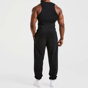 Nouveau pantalon de jogging décontracté pour homme en coton noir, avec logo personnalisé, taille élastique et cordon de serrage, en tissu tricoté, à prix bas - Product Image 4