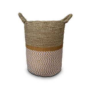 Modern Seagrass <b>Round</b> <b>Basket</b> with Handle 3-Piece Set-Eco-Friendly Clothing Storage - Product Image 1