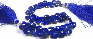 Perles de pierre précieuse en lapis-lazuli naturel facettées, percées sur le côté, forme cœur, 6-9 mm, bleu lapis-lazuli, brin de 7,5 pouces pour bricolage - Product Image 4