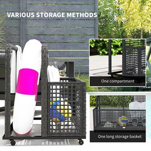 Carrello Portaoggetti per Piscina Grigio Scuro con Ruote 43.25"L X 22.5"W X 28"H - Product Image 5
