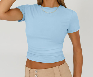 Camiseta Casual de Algodón para Mujer, Camiseta Suave y Transpirable de Manga Corta, Lisa, de Verano, con Logotipo Personalizado, a la Moda - Product Image 4