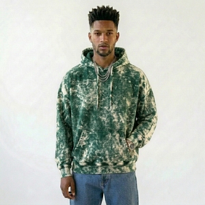 Sweat à capuche oversize pour homme en molleton de coton épais, délavé à l'acide, tie-dye marbré, effet vieilli, style streetwear grunge - Product Image 4