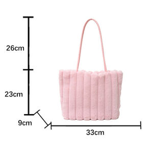 ファッショナブルな女性女性のぬいぐるみハンドバッグ冬卸売大型モノグラムトートバッグ - Product Image 6