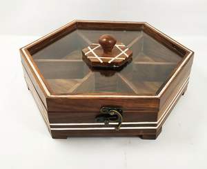 Boîte de rangement en bois pour fruits secs et épices avec compartiments, boîte à épices personnalisée avec logo, boîte en carton, fabrication artisanale, luxe moderne - Product Image 3