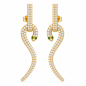 Pendientes colgantes de serpiente con diamantes, plata de ley 925, chapados en oro de 18k, hechos a mano, para ella, elegantes, con diseño animal, joyería para mujer - Product Image 2
