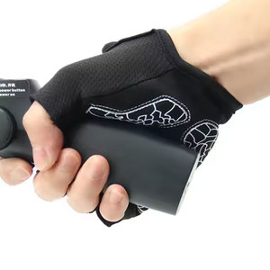 Perfectionists Half Finger Cycling Gloves Black Textile Weaving Non-Slip Hook Loop Closure Polyurethane Coated Racing Gloves - Product Image 1