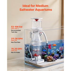 Skimmer Proteico per Acquari di Acqua Salata da 53-106 Galloni, Pompa DC a Pinwheel con Controllo Regolabile per Vasche SPS Reef - Product Image 3
