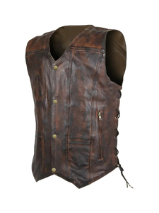 Biker <b>Leather</b> Riding <b>Waistcoat</b> with Zipper Closure and Practical Pockets Customizable OEM ODM Factory Supply 2026 - Product Image 4