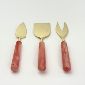 Ensemble de service à fromage de luxe en métal avec manche en résine, couteau et spatule à fromage élégants en acier inoxydable pour la restauration de mariage - Product Image 2