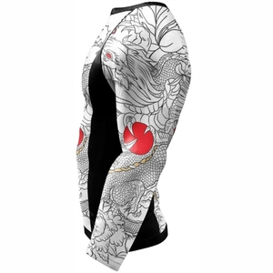 <b>Men</b> MMA Full Sleeve Rash Guard White <b>Black</b> Dragon Print Quick Dry Anti-Uv Anti-Bacterial Breathable Eco-Friendly 220g - Product Image 4