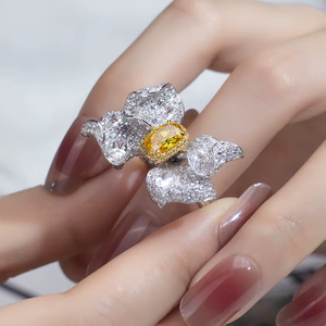 1.05CT Yellow Oval Cut Butterfly 18K White <b>Gold</b> Lab Grown Diamond Engagement <b>Ring</b> Fine Jewelry <b>Rings</b> - Product Image 3
