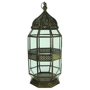 Lanterne portable en fer imperméable avec motif floral perforé pour la décoration de la maison, utilisation de Noël, finition naturelle - Product Image 1