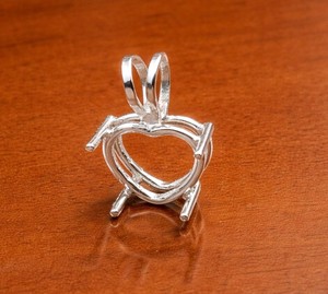 Handmade Solid 925 Silver 10mm Heart 4 Prong Semi Mount Designer Charm Pendant Empty Stone Setting DIY Keepsake Resin Jewelry - Product Image 5