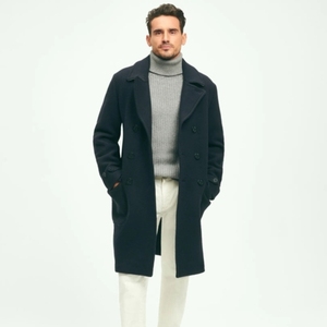 เสื้อโค้ทเทรนช์โค้ทยาวแบบกระดุมสองแถวสำหรับผู้ชายและผู้หญิง คอลเลคชั่นฤดูใบไม้ร่วง พร้อมเข็มขัด สีพื้น เรียบง่าย สั่งตัดได้ ผลิตจากผ้าขนสัตว์ - Product Image 1