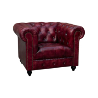 Luxuriöser Roter Oxford Einzelsitzer Chesterfield-Sessel aus Leder, Chesterfield-Restaurantsofa, Moderner Wohnzimmer-Bestseller-Sessel