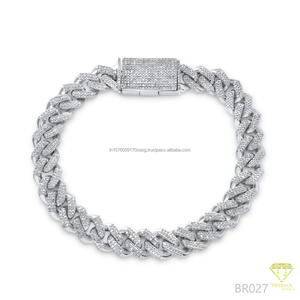 Premium White Gold Chevron Chain Moissanite <b>Bracelet</b> Featuring Hand Set VVS Stones and Secure Hidden Box Clasp - Product Image 2