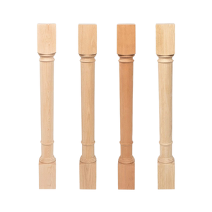 Armoires de cuisine en bois massif colonne de poteau d'îlot support de pieds décoratifs pour tables armoires d'îlots pieds en bois de style traditionnel - Product Image 1