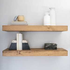 Étagère murale flottante moderne en métal noir à 3 niveaux, présentoir en bois naturel, étagère à livres suspendue minimaliste en fer, rangement et organisation - Product Image 4