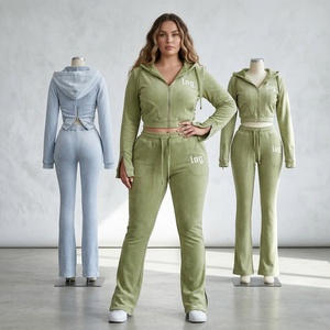 Ensemble de sweat-shirts à capuche pour femmes imprimés sur mesure, effet délavé, veste courte zippée vintage, tenue tendance streetwear - Product Image 4