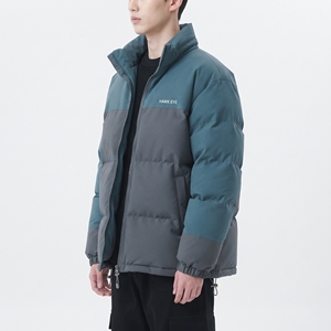 Men's Fashion Color Block Puffer Jacket Full Zip Stand Collar Warm Winter <b>Bubble</b> <b>Coat</b> - Product Image 2